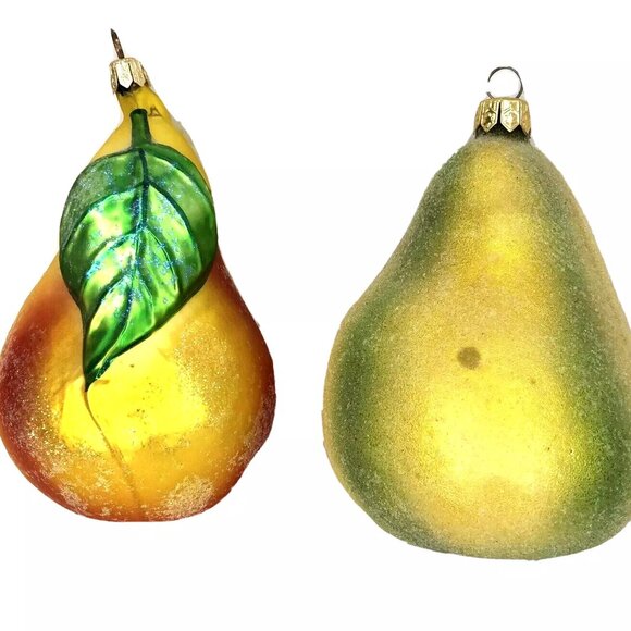 Authentic! Rare Christopher Radko PEAR FRUIT Yellow Green Golden Glass Ornament - Picture 10 of 10